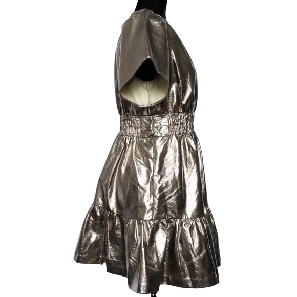 ANTHROPOLOGIE The Somerset Mini Dress: Metallic Faux Leather Edition NWOT - Picture 4 of 14